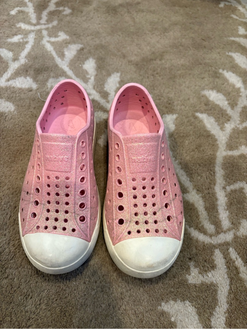 Native Jefferson Slip-On Kids Shoes - Pink Glitter Size 11